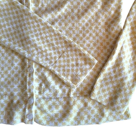 Merona White Yellow Printed Button Front Sweater Cardigan Plussize XXL - Picture 6 of 11